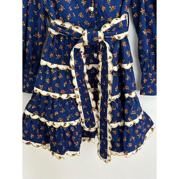 CeliaB Karisismi Tiered Scalloped Trim Mini Dress Blue Women's Size Large - Picture 9 of 14